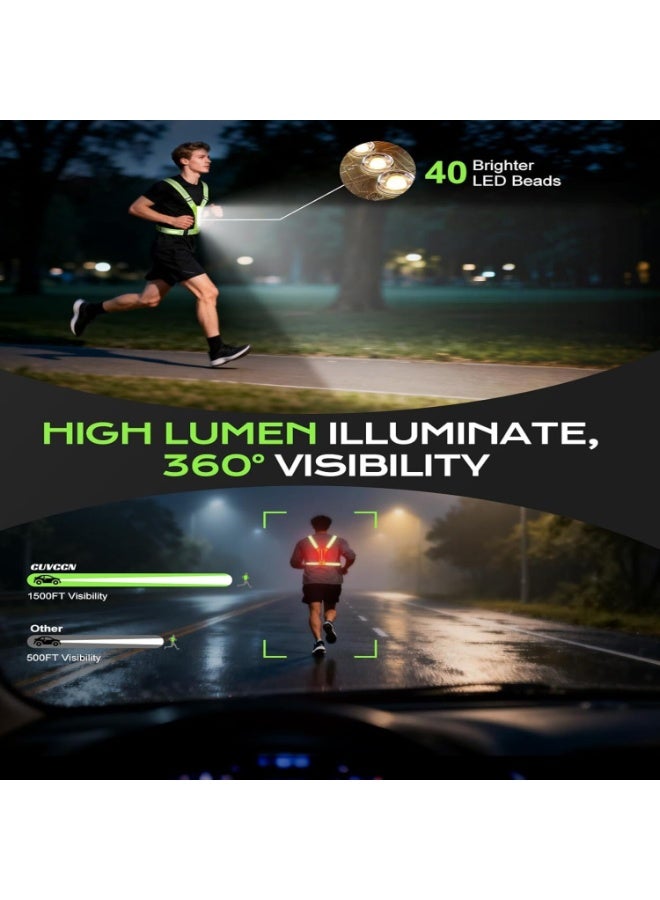 SRLIWHITE LED Reflective Running Vest, Adjustable High-Visibility Safety Gear for Night Running, Walking, Cycling, and Outdoor Activities - Image 3
